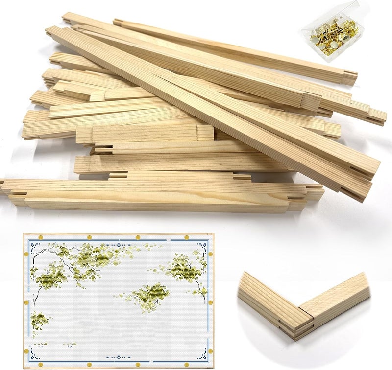 Wibeelee 7 Lengths Wood Canvas Frames Kits, Total 28 Pcs Needlepoint Stretcher Bars for Needlework Embroidery Oil Painting Posters Art Supplies (6/8/10/12/14/16/20inch) - Image 1